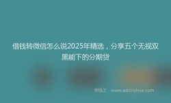 借钱转微信怎么说2025年精选，分享五个无视双黑能下的分期贷
