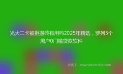 光大二卡被拒搬砖有用吗2025年精选，罗列5个黑户0门槛贷款软件