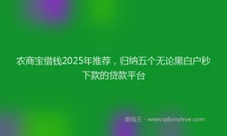 农商宝借钱2025年推荐，归纳五个无论黑白户秒下款的贷款平台