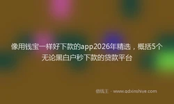 像用钱宝一样好下款的app2026年精选，概括5个无论黑白户秒下款的贷款平台