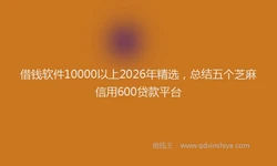 借钱软件10000以上2026年精选，总结五个芝麻信用600贷款平台