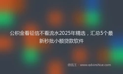 公积金看征信不看流水2025年精选，汇总5个最新秒批小额贷款软件