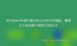 农行快e付申请不通过怎么办2025年精选，整理五个苏州黑户贷款5万的口子