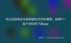 农行征信电话未接到被拒2026年推荐，梳理5个花户3000秒下款app