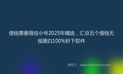 借钱需要微信小号2025年精选，汇总五个借钱无视黑白100%秒下软件