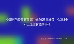 免审核的贷款软件哪个好2025年推荐，分享5个不上征信的贷款软件