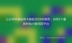 公众号申请信用卡被拒2026年推荐，总结5个最新秒批小额贷款平台