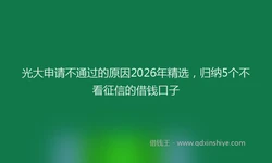 光大申请不通过的原因2026年精选，归纳5个不看征信的借钱口子