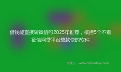 借钱能直接转微信吗2025年推荐，概括5个不看征信网贷平台放款快的软件