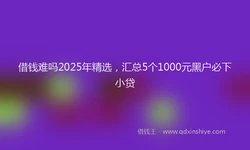 借钱难吗2025年精选，汇总5个1000元黑户必下小贷