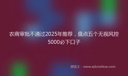 农商审批不通过2025年推荐，盘点五个无视风控5000必下口子