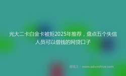 光大二卡白金卡被拒2025年推荐，盘点五个失信人员可以借钱的网贷口子