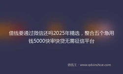 借钱要通过微信还吗2025年精选，整合五个急用钱5000快审快贷无需征信平台
