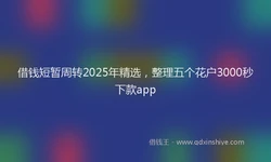 借钱短暂周转2025年精选，整理五个花户3000秒下款app