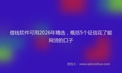 借钱软件可用2026年精选，概括5个征信花了能网贷的口子