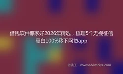 借钱软件那家好2026年精选，梳理5个无视征信黑白100%秒下网贷app