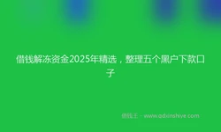 借钱解冻资金2025年精选，整理五个黑户下款口子