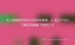 光大提额被拒申2卡2026年推荐，汇总五个可以不看征信就能下款的口子