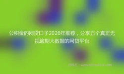 公积金的网贷口子2026年推荐，分享五个真正无视逾期大数据的网贷平台