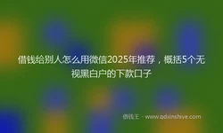 借钱给别人怎么用微信2025年推荐，概括5个无视黑白户的下款口子