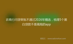 农商行闪贷审批不通过2026年精选，梳理5个黑白贷款不是高炮的app