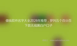 借钱软件名字大全2026年推荐，罗列五个百分百下款无视黑白户口子