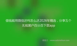 借钱能用微信还吗怎么还2026年精选，分享五个无视黑户百分百下款app