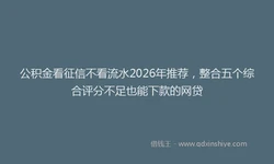 公积金看征信不看流水2026年推荐，整合五个综合评分不足也能下款的网贷