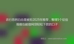 农行悠然白总是被拒2025年推荐，整理5个征信瑕疵也能借网贷轻松下款的口子