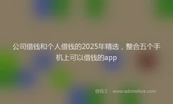 公司借钱和个人借钱的2025年精选，整合五个手机上可以借钱的app