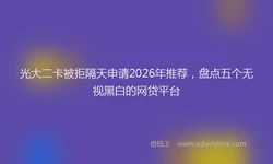 光大二卡被拒隔天申请2026年推荐，盘点五个无视黑白的网贷平台