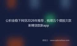 公积金稳下网贷2026年推荐，梳理五个摆脱欠款束缚贷款新app