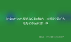 借钱软件怎么预期2025年精选，梳理5个无论多黑有公积金就能下款