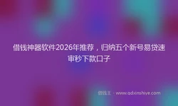 借钱神器软件2026年推荐，归纳五个新号易贷速审秒下款口子