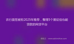 农行面签被拒2025年推荐，整理5个黑征信也能贷款的网贷平台