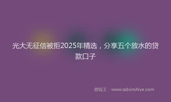 光大无征信被拒2025年精选，分享五个放水的贷款口子