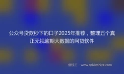 公众号贷款秒下的口子2025年推荐，整理五个真正无视逾期大数据的网贷软件