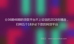 分36期48期的贷款平台不上征信的2026年精选，归纳五个18岁必下款的网贷平台