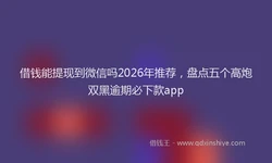 借钱能提现到微信吗2026年推荐，盘点五个高炮双黑逾期必下款app
