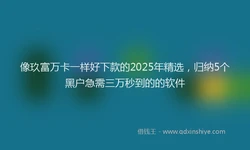 像玖富万卡一样好下款的2025年精选，归纳5个黑户急需三万秒到的的软件