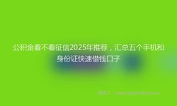 公积金看不看征信2025年推荐，汇总五个手机和身份证快速借钱口子