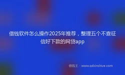 借钱软件怎么操作2025年推荐，整理五个不查征信好下款的网贷app