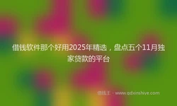 借钱软件那个好用2025年精选，盘点五个11月独家贷款的平台