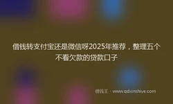 借钱转支付宝还是微信呀2025年推荐，整理五个不看欠款的贷款口子