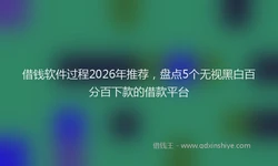 借钱软件过程2026年推荐，盘点5个无视黑白百分百下款的借款平台
