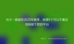 光大一直被拒2025年推荐，梳理5个可以不看征信就能下款的平台