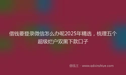 借钱要登录微信怎么办呢2025年精选，梳理五个超级烂户双黑下款口子
