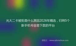 光大二卡被拒是什么原因2026年精选，归纳5个新手机号容易下款的平台