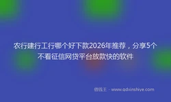 农行建行工行哪个好下款2026年推荐，分享5个不看征信网贷平台放款快的软件