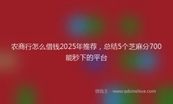 农商行怎么借钱2025年推荐，总结5个芝麻分700能秒下的平台